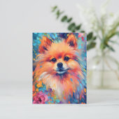 カラフルポメラニア犬 ポストカード (スタンド正面)