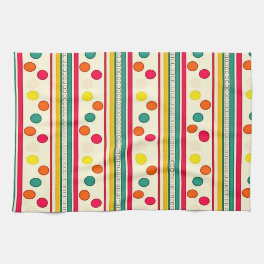 カラフルポーカドサークルのキッチンハンドタオル キッチンタオル (横)