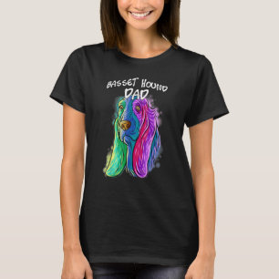 カラフルポートレートポップ・アートのバセットハウンドドッグパパ父 Tシャツ