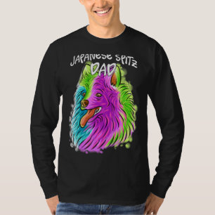 カラフルポートレート日本のスピッツドッグパパ父の Tシャツ