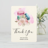 カラフルマカロンと花の水彩ありがとう サンキューカード (スタンド正面)