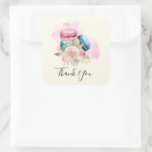 カラフルマカロンと花の水彩ありがとう スクエアシール (バッグ)