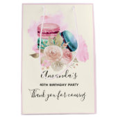 カラフルマカロンと花の水彩ありがとう ミディアムペーパーバッグ (正面)