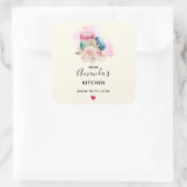 カラフルマカロンと花水彩キッチン スクエアシール (バッグ)