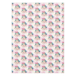 カラフルマカロンと花水彩模様 テーブルクロス