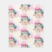 カラフルマカロンと花水彩模様 フリースブランケット (正面)