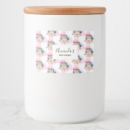 カラフルマカロンと花水彩模様 フードラベル