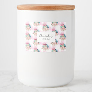 カラフルマカロンと花水彩模様 フードラベル