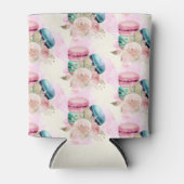 カラフルマカロンと花水彩模様 缶クーラー (正面)