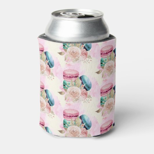 カラフルマカロンと花水彩模様 缶クーラー (缶裏面)