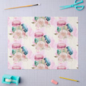 カラフルマカロンと花水彩模様 薄葉紙 (クラフト)