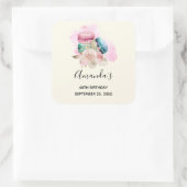 カラフルマカロンと花水彩誕生日 スクエアシール (バッグ)