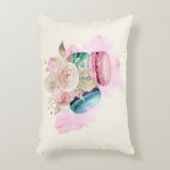 カラフルマカロンと花水彩 アクセントクッション (正面(垂直))