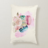 カラフルマカロンと花水彩 アクセントクッション (裏面(縦))