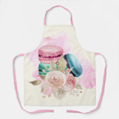 カラフルマカロンと花水彩 エプロン (正面)