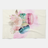 カラフルマカロンと花水彩 キッチンタオル (横)