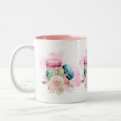 カラフルマカロンと花水彩 ツートーンマグカップ (左)