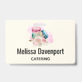 カラフルマカロンと花水彩 バッジ