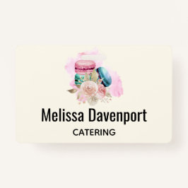 カラフルマカロンと花水彩 バッジ