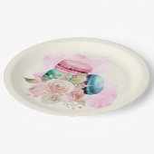 カラフルマカロンと花水彩 ペーパープレート (アングル)