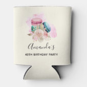 カラフルマカロンと花水彩 缶クーラー (正面)