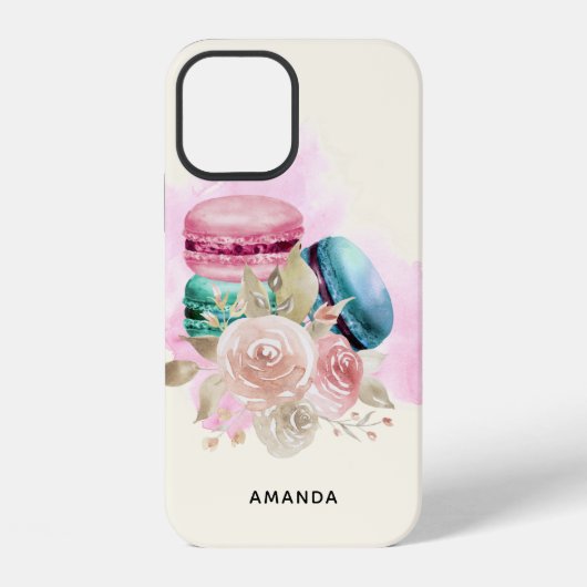 カラフルマカロンと花水彩 iPhoneケース (裏面)