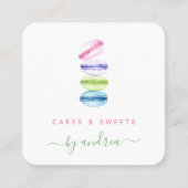 カラフルマカロンスイーツQrコードモダンベーカリー スクエア名刺 (正面)