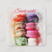 カラフルマカロンスイーツQrコーモダンドスクウェア スクエア名刺 (正面)