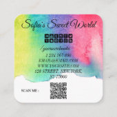 カラフルマカロンスイーツQrコーモダンドスクウェア スクエア名刺 (裏面)
