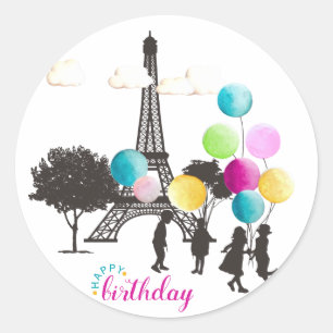 カラフルマカロンフランスのキッズ誕生日 ラウンドシール