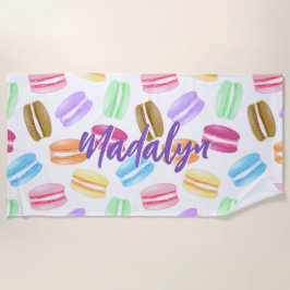 カラフルマカロン模様 ビーチタオル