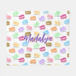 カラフルマカロン模様 フリースブランケット