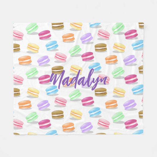カラフルマカロン模様 フリースブランケット (正面(横))