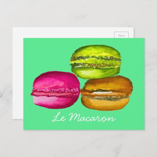 カラフルマカロン水彩画ファンキー術 ポストカード (正面/裏面)