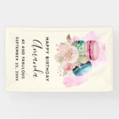 カラフルマカロン水色ハッピーバースデーバナー 横断幕 (横)