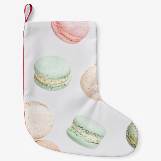 カラフルマカロン：甘い落下パターン。 スモールクリスマスストッキング (正面)