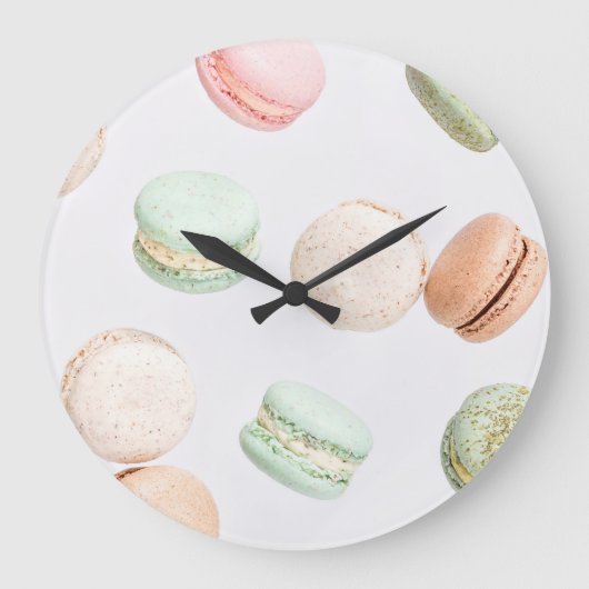 カラフルマカロン：甘い落下パターン。 ラージ壁時計 (正面)
