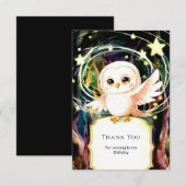 カラフルマジカルフクロウの誕生日 サンキューカード (正面/裏面)