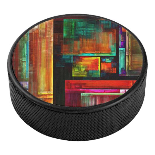 カラフルマスモダン抽象芸術アートパターン#04 アイスホッケーパック (3/4)