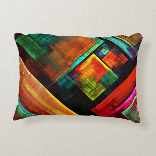 カラフルマスモダン抽象芸術アートパターン#04 アクセントクッション (裏面)