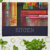 カラフルマスモダン抽象芸術アートパターン#04 キッチンタオル (折り畳み)