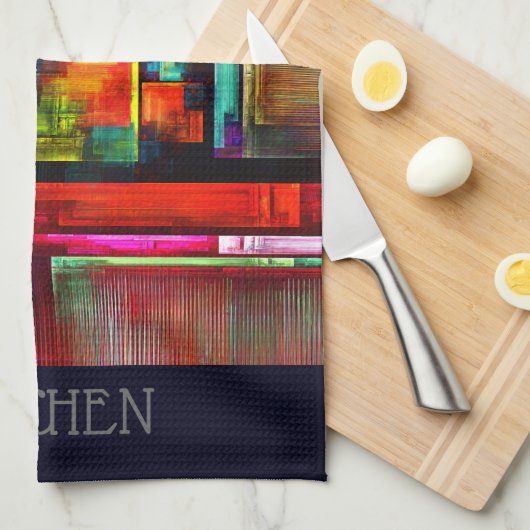 カラフルマスモダン抽象芸術アートパターン#04 キッチンタオル (四つ折り)