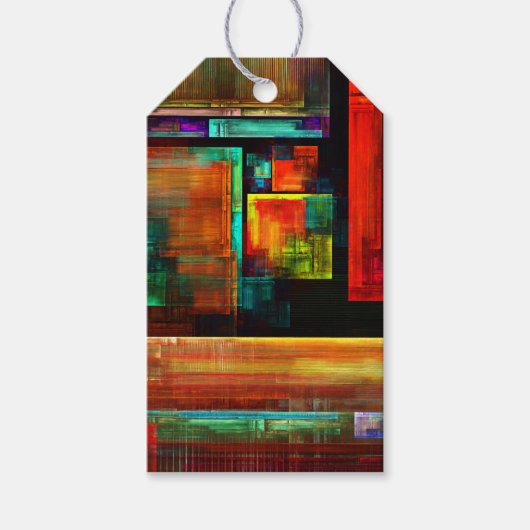 カラフルマスモダン抽象芸術アートパターン#04 ギフトタグ (正面)