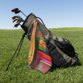 カラフルマスモダン抽象芸術アートパターン#04 ゴルフタオル (グリーン)