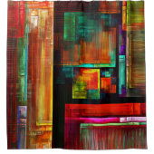 カラフルマスモダン抽象芸術アートパターン#04 シャワーカーテン (正面)