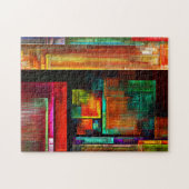 カラフルマスモダン抽象芸術アートパターン#04 ジグソーパズル (横)