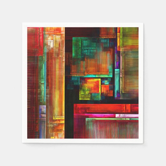 カラフルマスモダン抽象芸術アートパターン#04 スタンダードカクテルナプキン (正面)