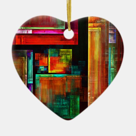 カラフルマスモダン抽象芸術アートパターン#04 セラミックオーナメント (正面)