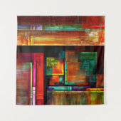 カラフルマスモダン抽象芸術アートパターン#04 タペストリー (正面(横))