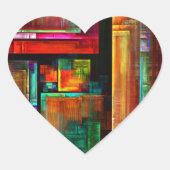 カラフルマスモダン抽象芸術アートパターン#04 ハートシール (正面)